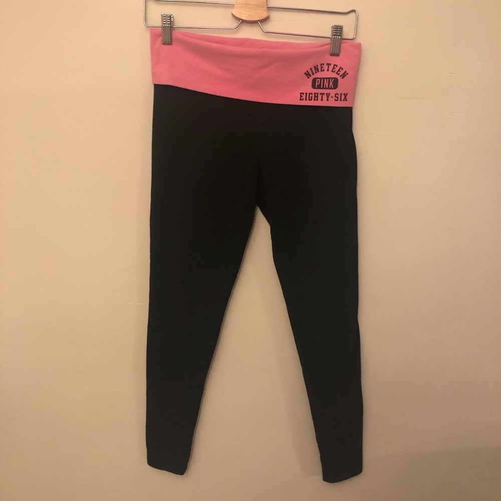 PINK Yoga Leggings with Pink Waistband
